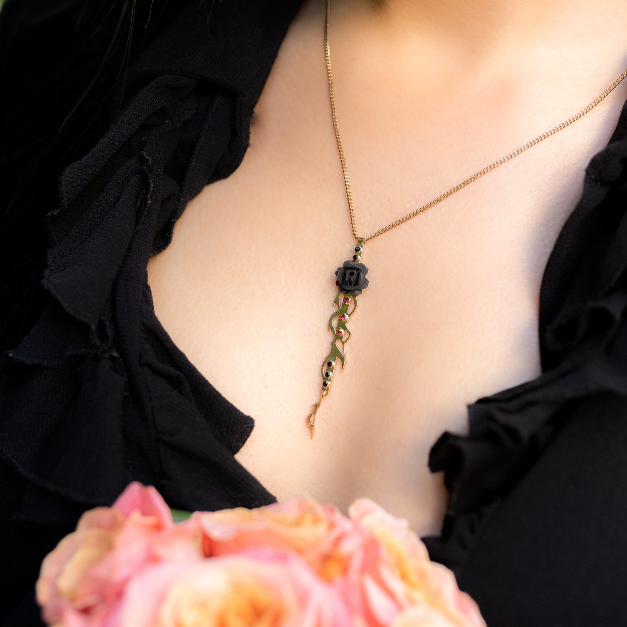 black rose artisan necklace
