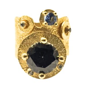 Silver gold-plated ring with cubic zirconia by MM Arte Jewellery