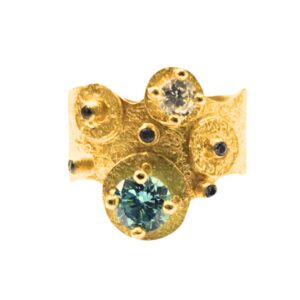 Silver gold-plated ring with cubic zirconia by MM Arte Jewellery