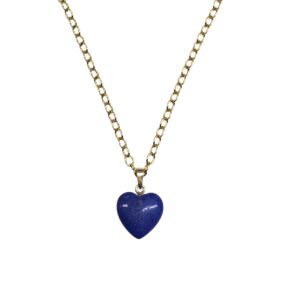 Gold necklace with lapis lazuli heart pendant (585)