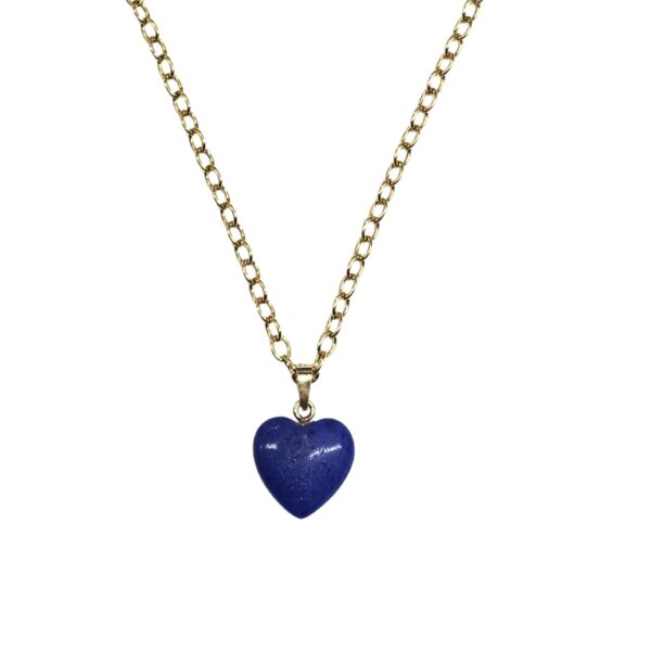 Gold necklace with lapis lazuli heart pendant (585)