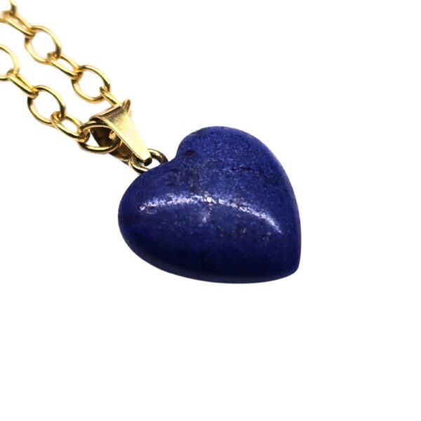Gold necklace with lapis lazuli heart pendant (585) - Image 2