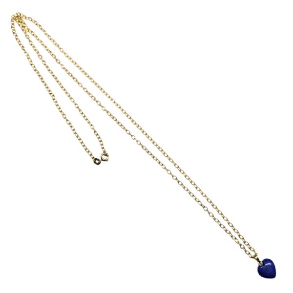 Gold necklace with lapis lazuli heart pendant (585) - Image 3